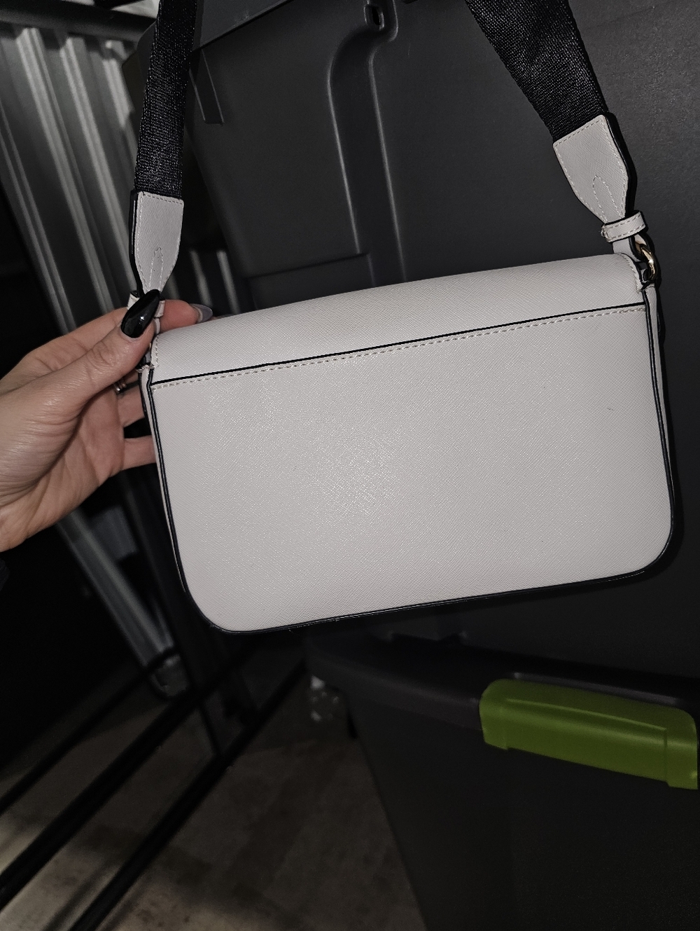 DKNY White Leather Crossbody with Black Strap - Picture 6 of 7